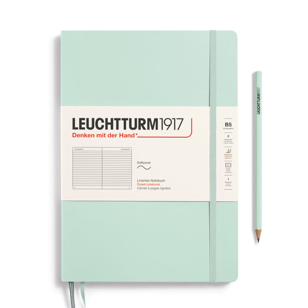 Leuchtturm1917 B5 Softcover Composition Notebooks - Ruled MINT GREEN