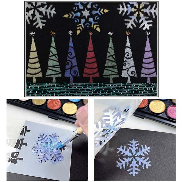 Yasutomo Shimmer & Shine Pearlescent Paint & Stencil Kit, Winter Edition