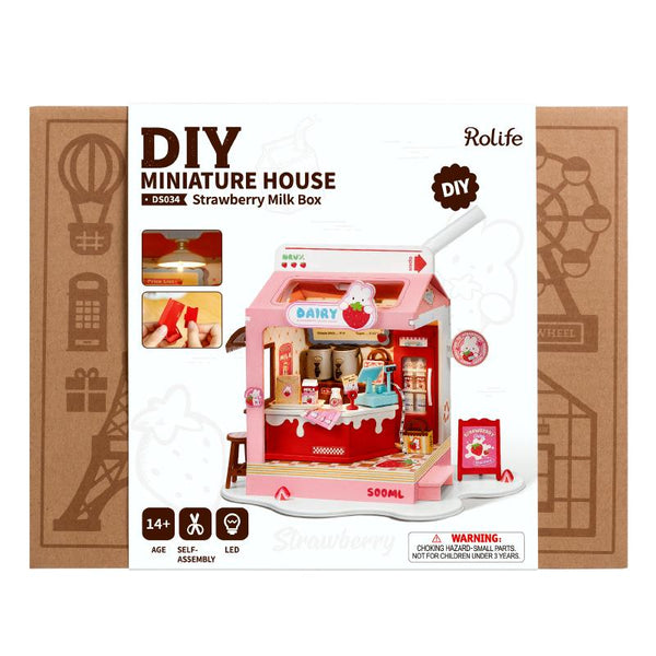 Robotime Rolife DIY Mini Model Kit - Strawberry Milk Box