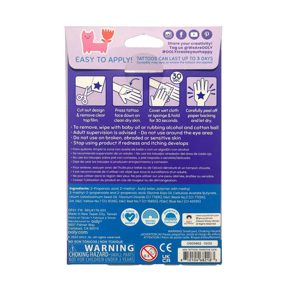 Ooly Tattoo-Palooza Temporary Tattoos Mini Pack - Pawsitive Cats