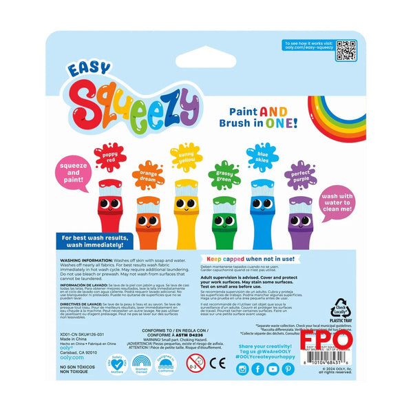 Ooly Easy Squeezy Squeezable Poster Paint Brushes Set 6pk