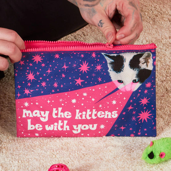 Blue Q Recycled Zipper Pouch - May The Kittens Be With You