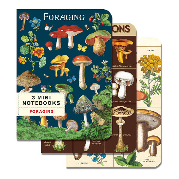 Cavallini Mini Notebook Set 3pk - Mushrooms, Mixed Paper
