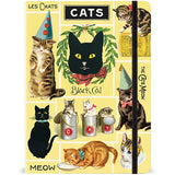 Cavallini Large (A5) Notebook with Elastic Closure - Vintage Cats 6x8" Lined 144pg