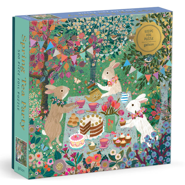 Galison 500pc Foil Puzzle - Spring Tea Party
