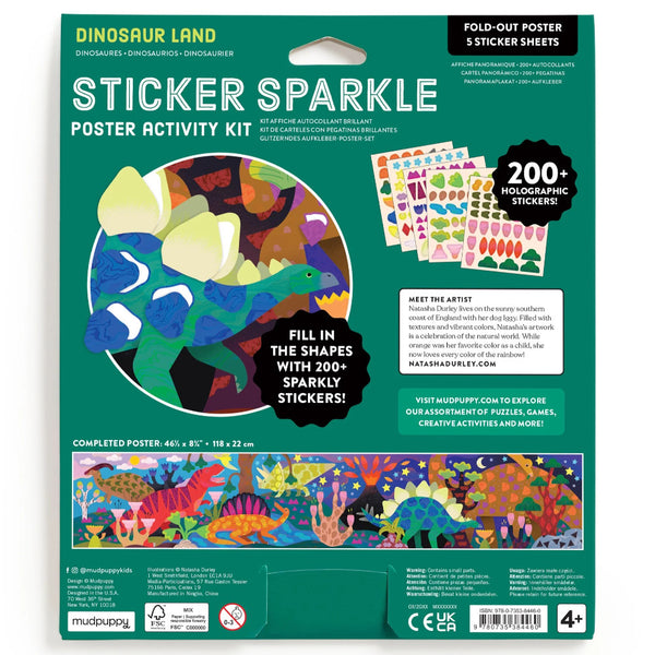 Mudpuppy Dinosaur Land Sticker Sparkle Poster Activity Kit