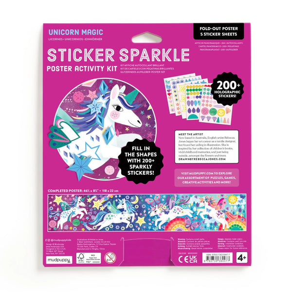 Mudpuppy Sticker Sparkle Poster Activity Kit - Unicorn Magic