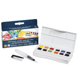 Derwent Inktense Paint Pan Set #01 with paint pan and brush on a white background
