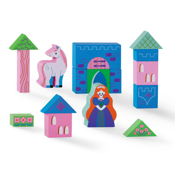 Crocodile Creek Wood Building Blocks Playset 34pc Princess Palace
