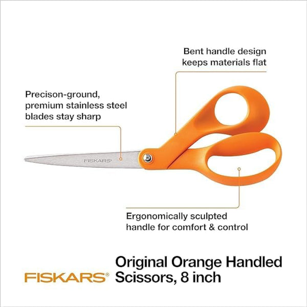 Fiskars 8" Original Orange-Handled All Purpose Scissors