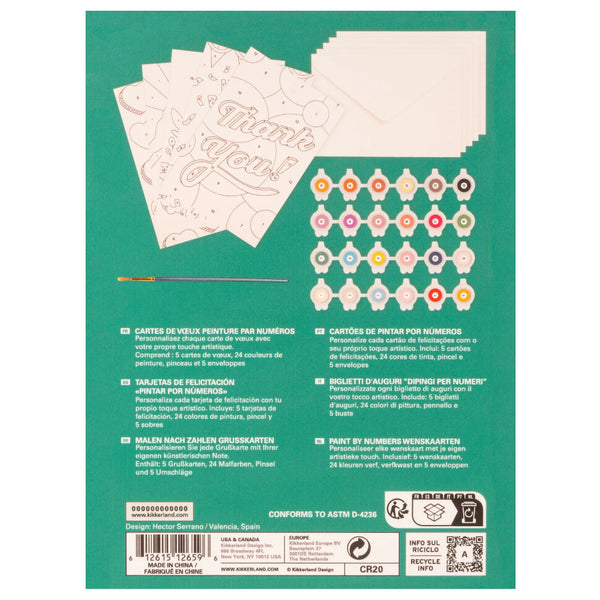 Kikkerland Crafters Paint by Numbers DIY Greeting Cards Kit