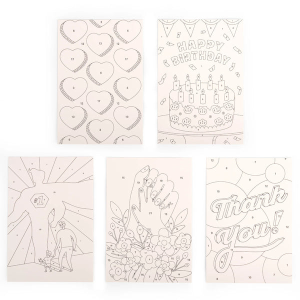 Kikkerland Crafters Paint by Numbers DIY Greeting Cards Kit