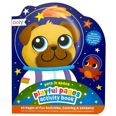 Ooly Playful Pages Activity Book of Games, Colouring & Stickers - Pets in Space