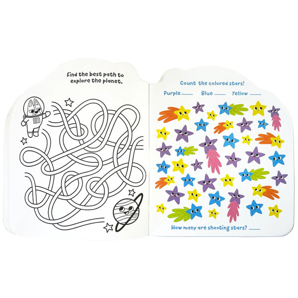 Ooly Playful Pages Activity Book of Games, Colouring & Stickers - Pets in Space