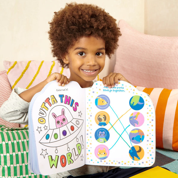 Ooly Playful Pages Activity Book of Games, Colouring & Stickers - Pets in Space