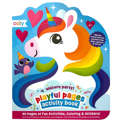 Ooly Playful Pages Activity Book of Games, Colouring & Stickers - Unicorn Party!