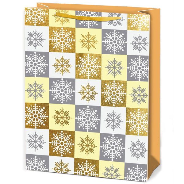 Paper Trendz Holiday Gift Bag, Jumbo - Snowflake Squares
