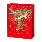 Paper Trendz Holiday Gift Bag, Medium - Stockings on Red