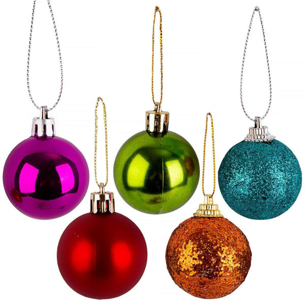 Deco Noel Hanging Metallic Ball Ornament Set 20pk