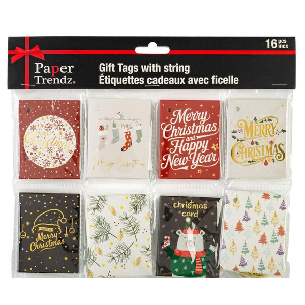 Paper Trendz Holiday Folded Gift Tags 16pk Assorted