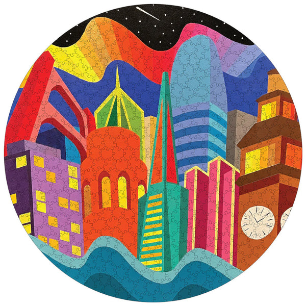 Pomegranate 500pc Circular Puzzle - Jordan Herren: City Vibes