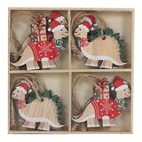Silver Tree Wood Ornament Set 8pk Dinosaurs