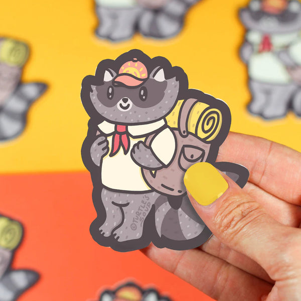 Turtle's Soup Vinyl Sticker - Adventurer Raccoon