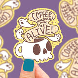 Turtle's Soup Vinyl Sticker - Coffee Makes Me Feel Alive