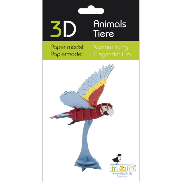 Fridolin 3D Animals Paper Model - Flying Macaw
