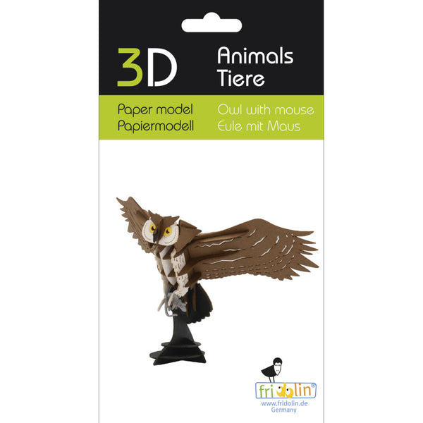 Fridolin 3D Animals Paper Model - Owl with Mouse