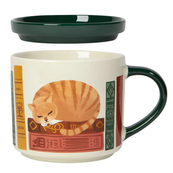 Danica Jubilee Bone China Mug with Lid 14oz - Book Club