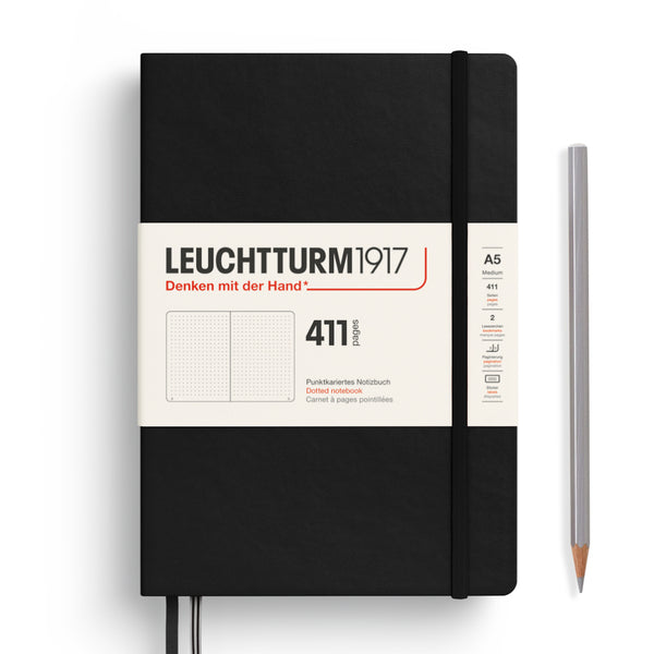 Leuchtturm1917 A5 Medium Notebook 411 - Dotgrid BLACK