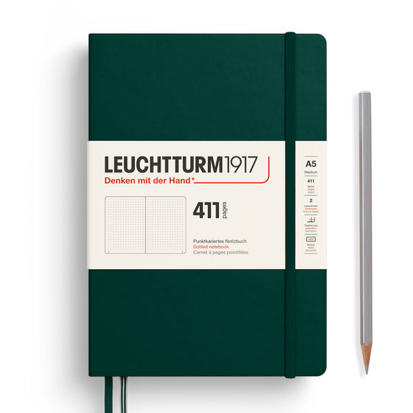 Leuchtturm1917 A5 Medium Notebook 411 - Dotgrid FOREST GREEN