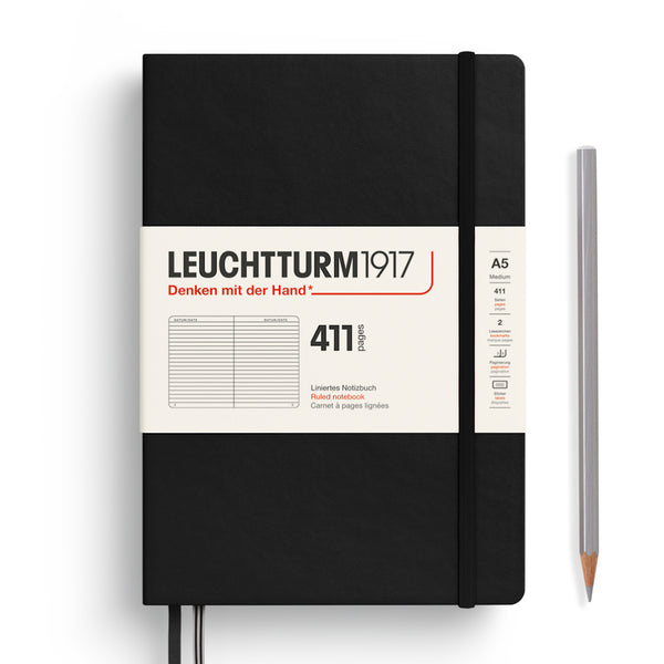 Leuchtturm1917 A5 Medium Notebook 411 - Lined BLACK