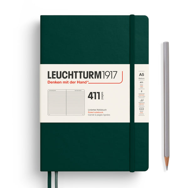 Leuchtturm1917 A5 Medium Notebook 411 - Lined FOREST GREEN