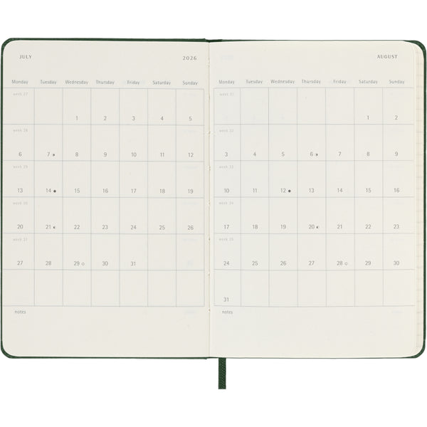 Moleskine 2026 Agenda - Daily, Pocket Hard Cover, Green