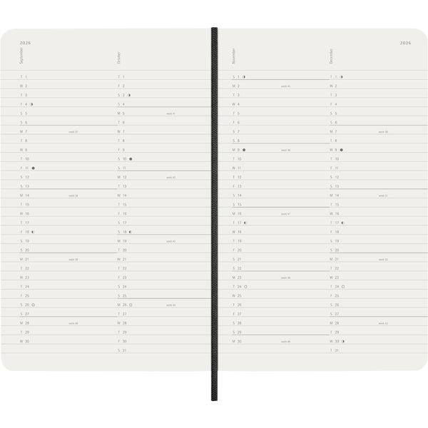 Moleskine 2026 Agenda - Monthly, Large Soft Cover, Black