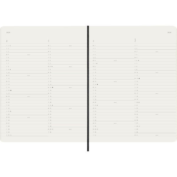 Moleskine 2026 Agenda - Monthly, XL Soft Cover, Black