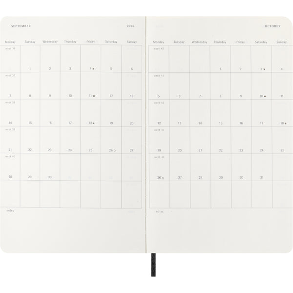 Moleskine 2026 Agenda - Weekly, Large Soft Cover, Black