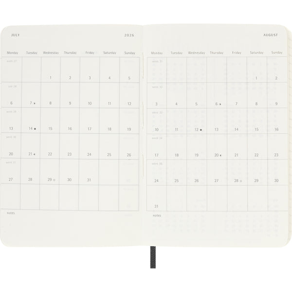 Moleskine 2026 Agenda - Weekly, Pocket Soft Cover, Black