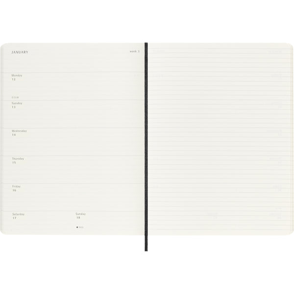 Moleskine 2026 Agenda - Weekly, XL Soft Cover, Black