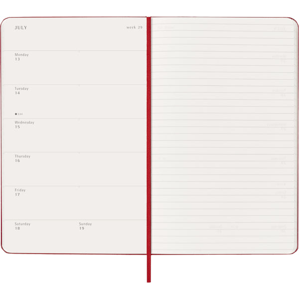 Moleskine 2026 Agenda - Weekly, Large Hard Cover, Red