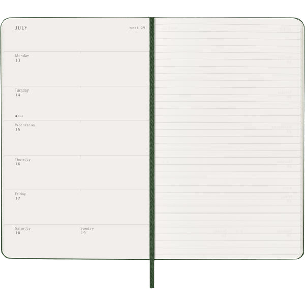 Moleskine 2026 Agenda - Weekly, Large Hard Cover, Green