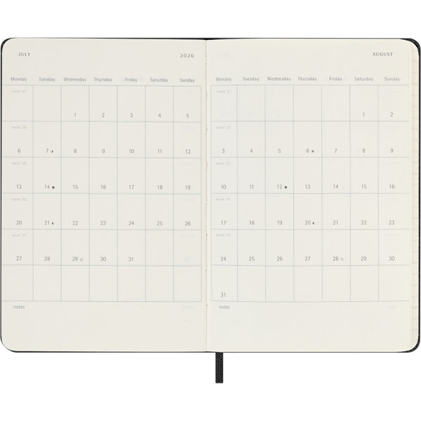 Moleskine 2026 Agenda - Weekly Horizontal, Pocket Hard Cover, Black