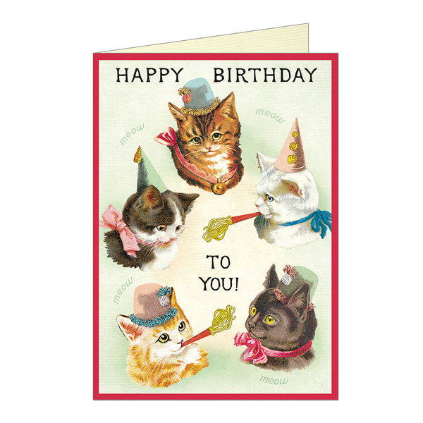 Cavallini Birthday Greeting Card - Cat Party