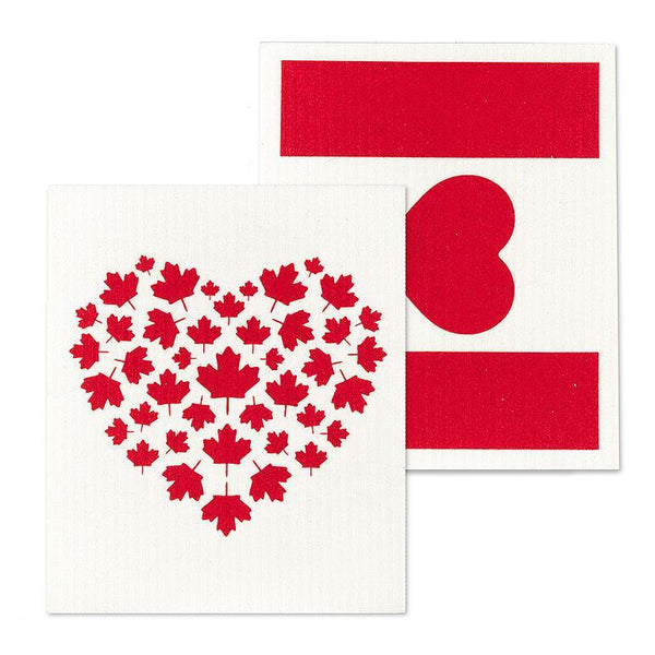 Abbott Swedish Sponge Cloths 2pk Canada Flag & Hearts