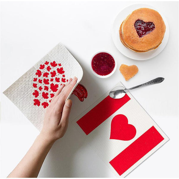 Abbott Swedish Sponge Cloths 2pk Canada Flag & Hearts