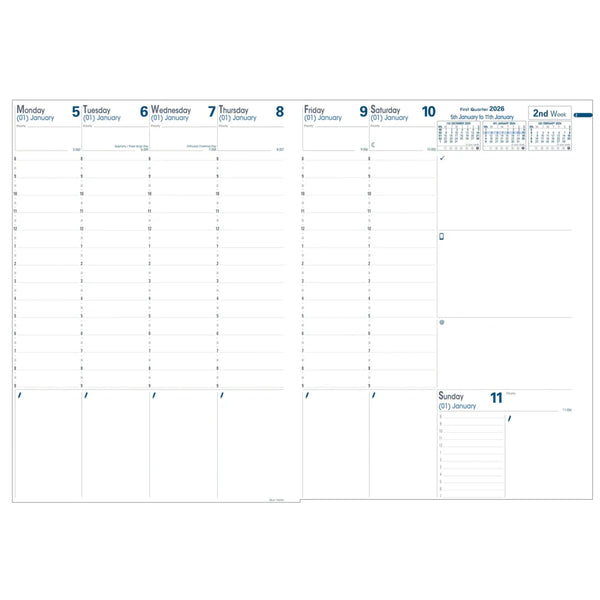 Quo Vadis 2026 Agenda - Weekly, Prenote, Freeport Black