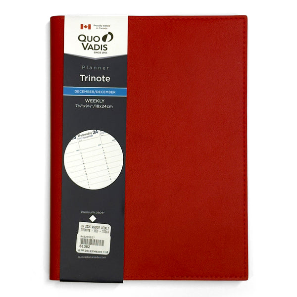 Quo Vadis 2026 Agenda - Weekly, Trinote, Toscana Red