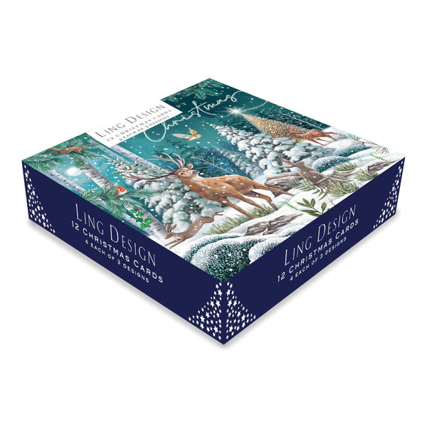 Ling Designs Holiday Boxed Cards 12pk: Woodland Christmas Assortment